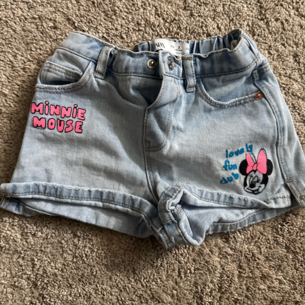 Zara Light Blue Minnie Mouse Kids Shorts